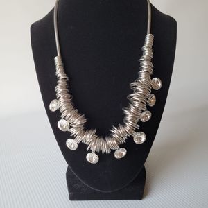 Necklace Haute Hardware Silver Tone Infinity Ring Swarovski Crystal 19 inch.